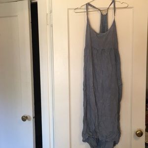 Light blue midi dress.